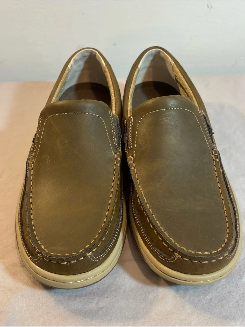Margaritaville Men's Olive-Brown Slip-On Moccasins
